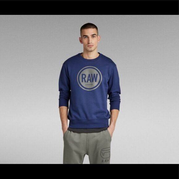 RAW G-Star CIRCLE RAW SWEATER Imperial Blue Large NWT in packaging - Picture 2 of 8